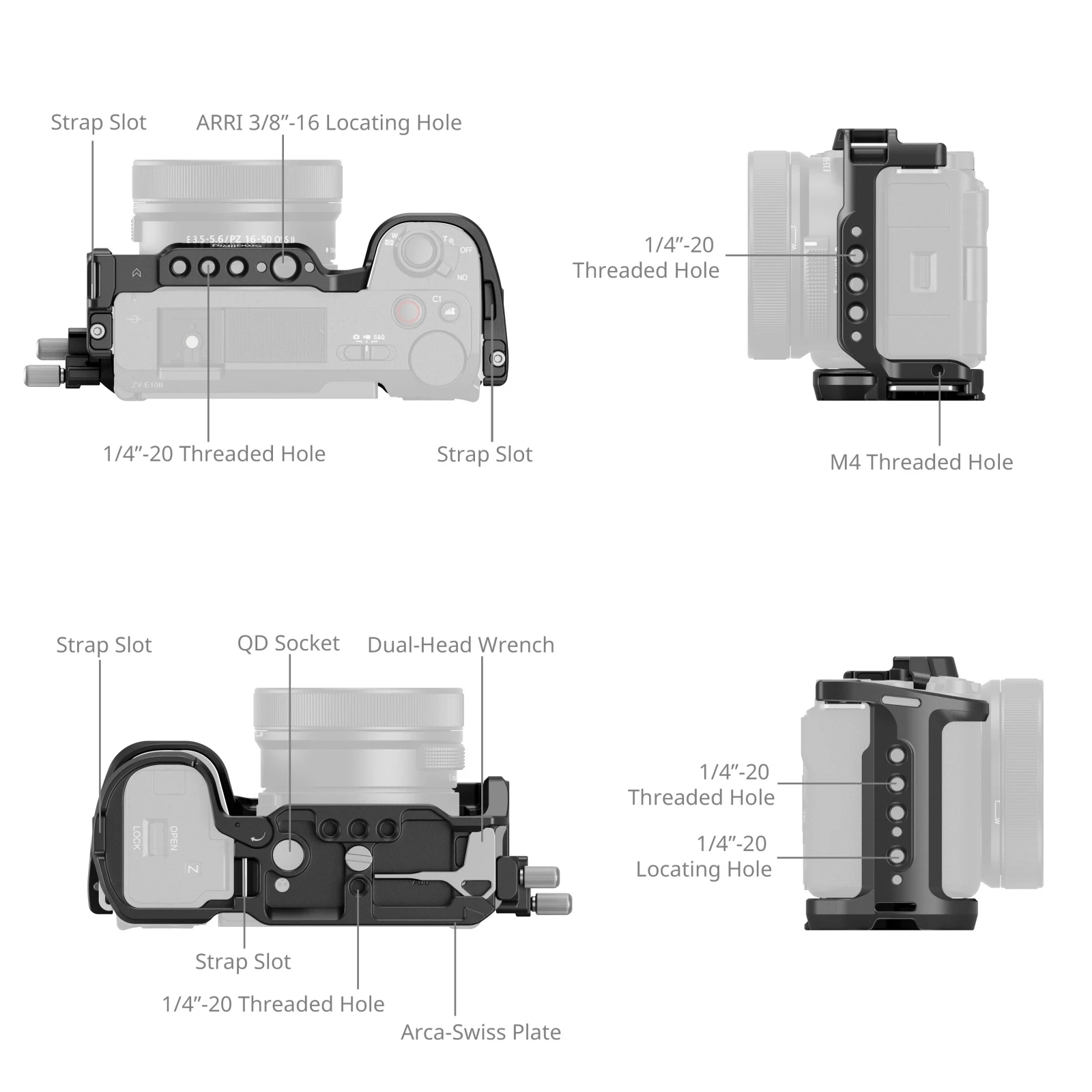 Camera Cage Baseplate - 소니 ZV-E10 II용 Smallrig HawkLock 퀵