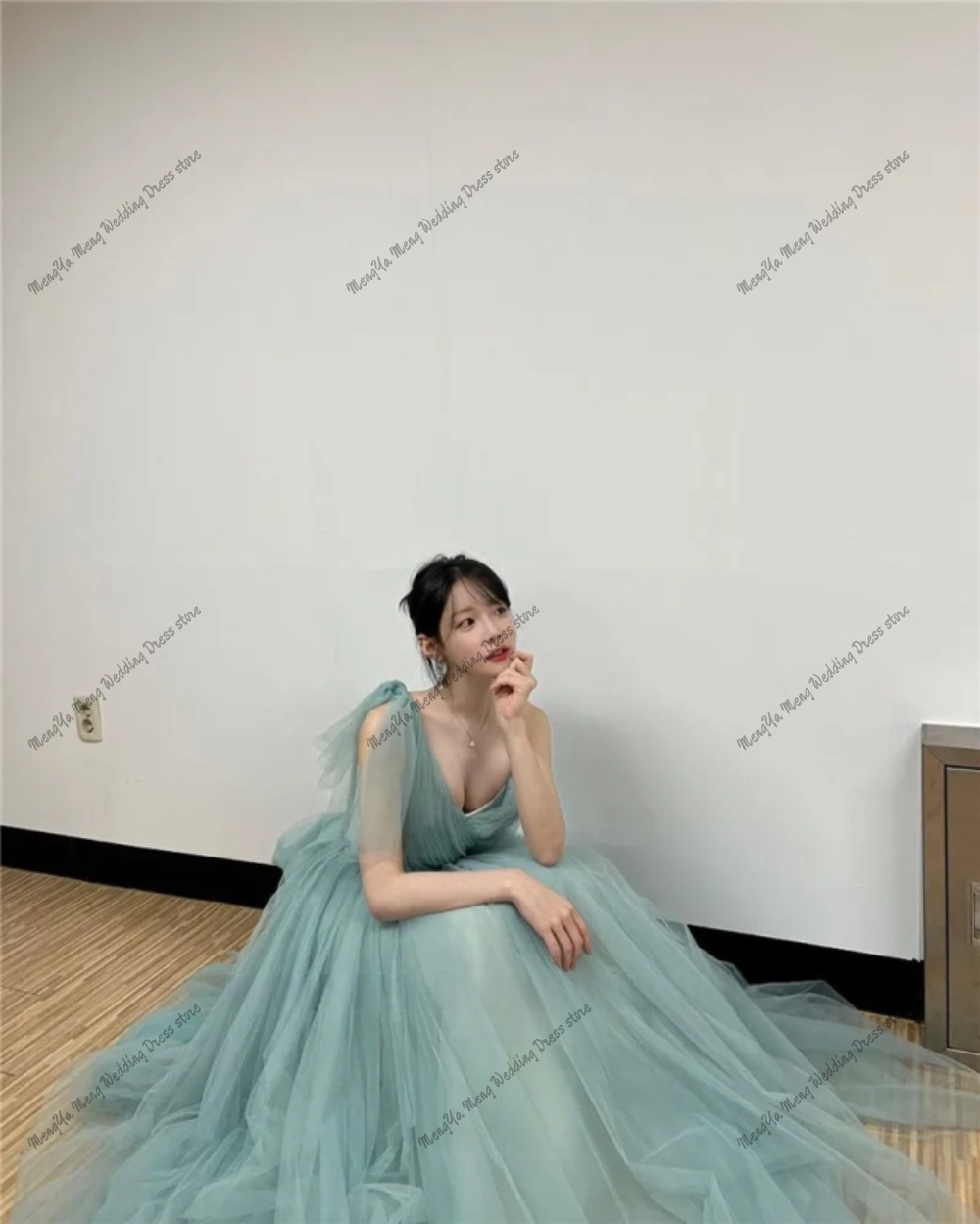 요정 Tulle Dusty Green 이브닝 드레스 한 - Photography Basic 리뷰 및 가격