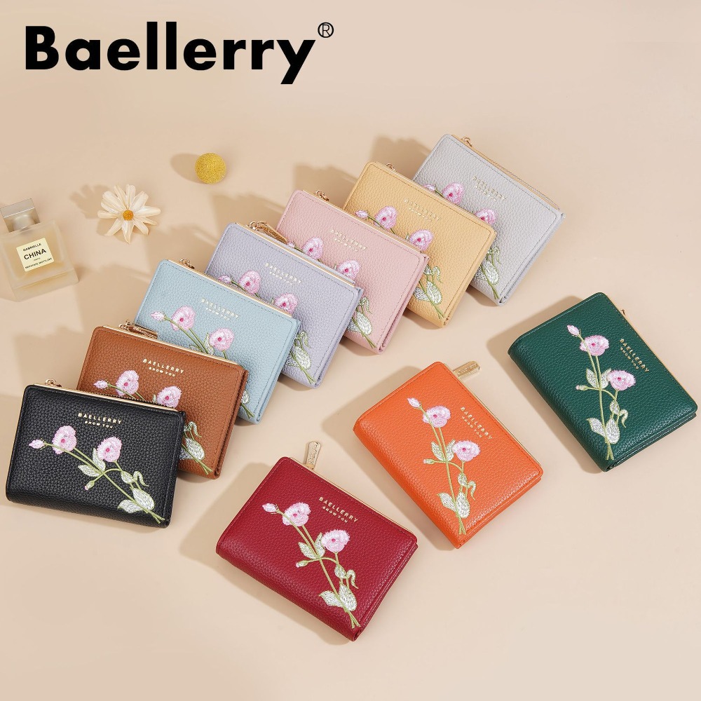 Baellerry 여성용 짧은 가죽 지갑 꽃 자수 간단 - Photography Basic 리뷰 및 가격
