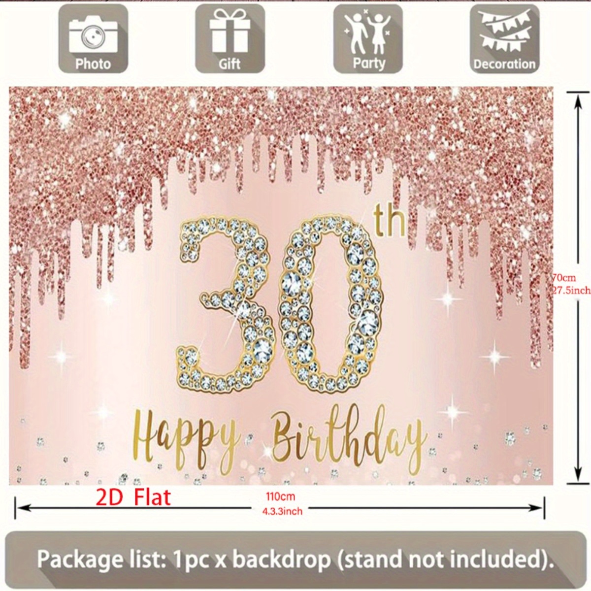 30번째 생일 배경 배너 - 로즈 골드 글리터 '해피  - Photography Logo 리뷰 및 가격
